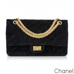 Chanel 225 Reissue Black Velvet Double Flap Bag Chanel 225 Reissue Black Velvet Double Flap Bag